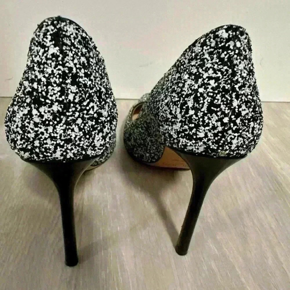 Jimmy Choo Monochrome Coarse Glitter Fabric Romy Pointed Toe Pumps Size 36 - Picture 11 of 12